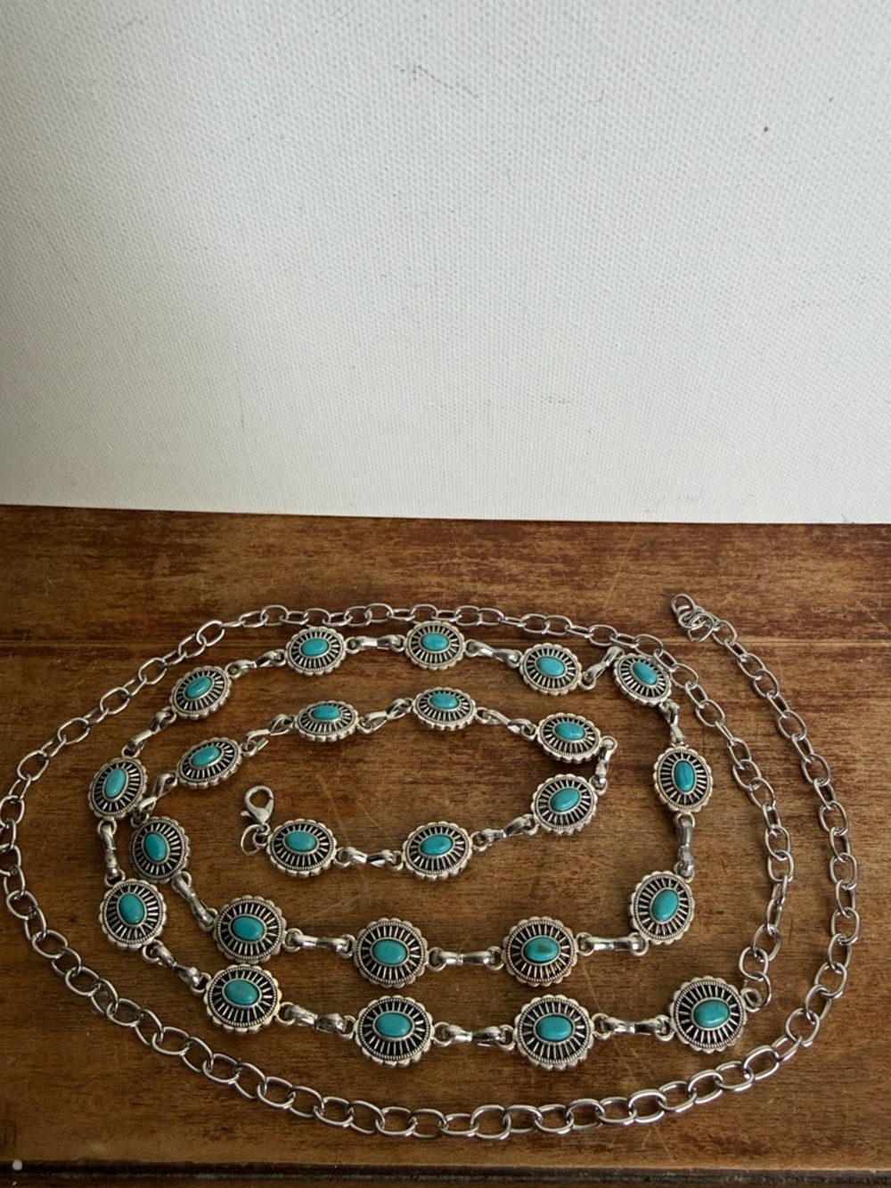 Mini Concho Turquoise Silver-tone Belt